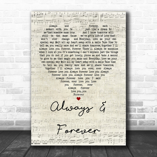 Heatwave Always And Forever Script Heart Song Lyric Quote Print