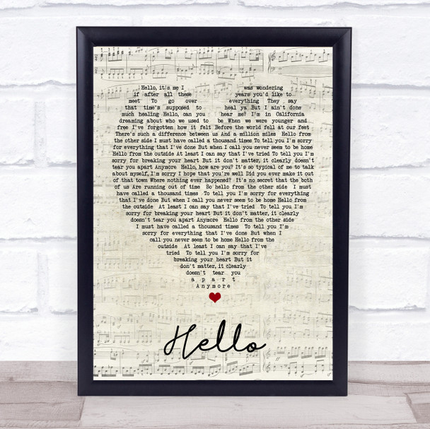 Hello Adele Script Heart Quote Song Lyric Print