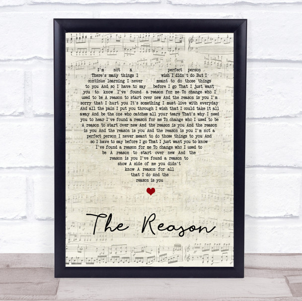 Hoobastank The Reason Script Heart Song Lyric Quote Print