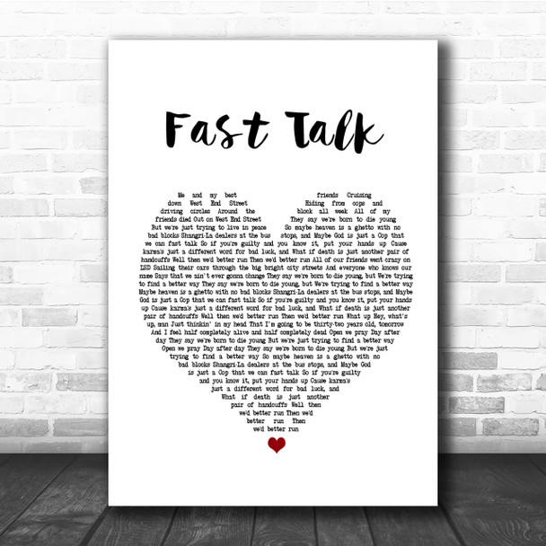 Houses Fast Talk Heart Song Lyric Quote Print