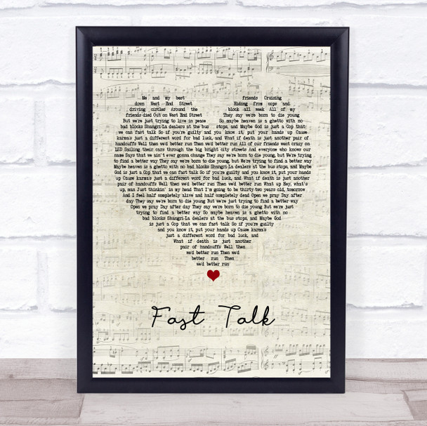Houses Fast Talk Script Heart Quote Song Lyric Print