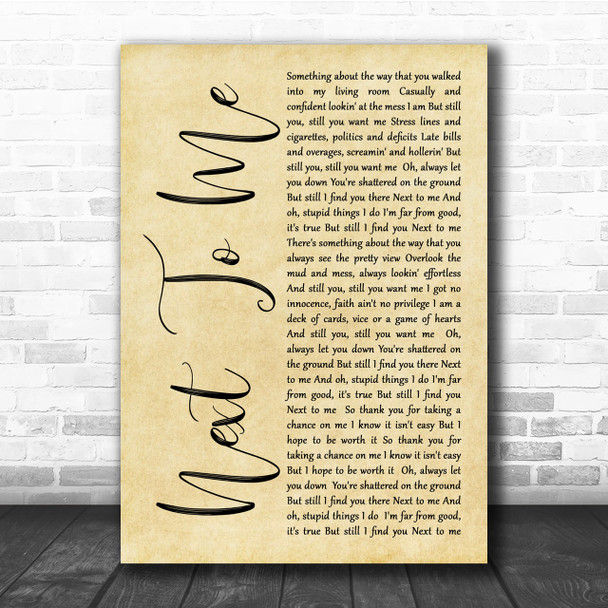 Imagine Dragons Next To Me Rustic Script Song Lyric Quote Print