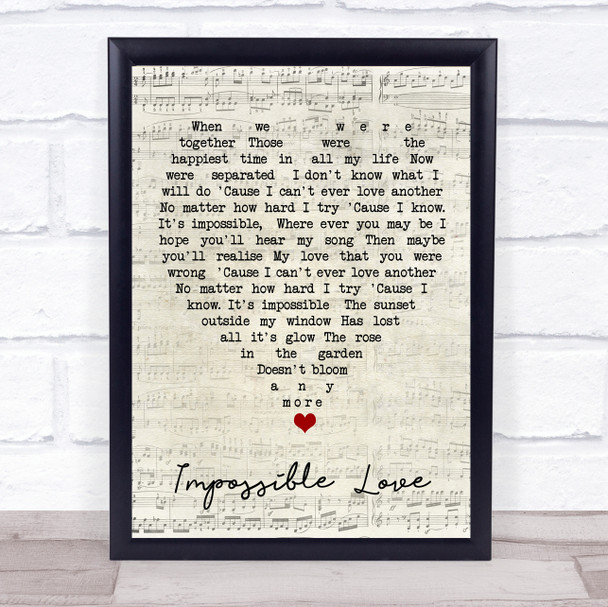 Impossible Love UB40 Script Heart Quote Song Lyric Print