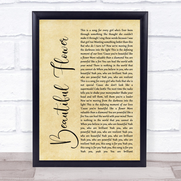 India Arie Beautiful Flower Rustic Script Song Lyric Quote Print