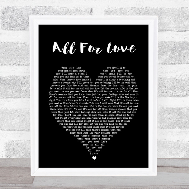 All For Love Rod Stewart Black Heart Song Lyric Music Wall Art Print