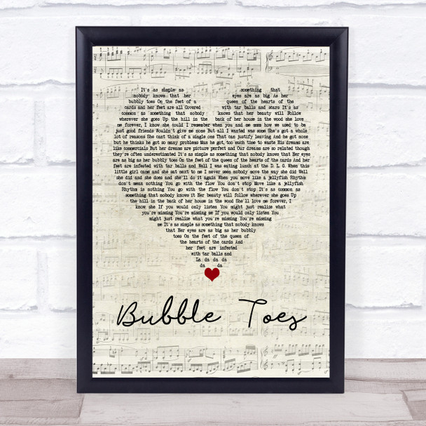 Jack Johnson Bubble Toes Script Heart Quote Song Lyric Print