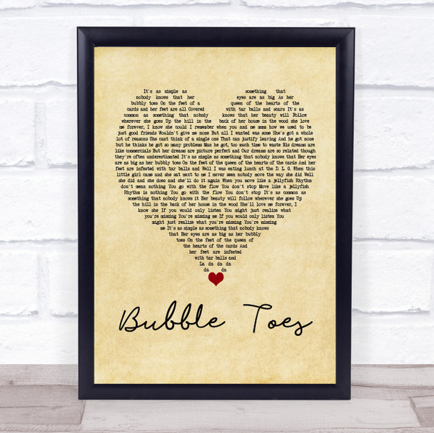 Jack Johnson Bubble Toes Vintage Heart Quote Song Lyric Print