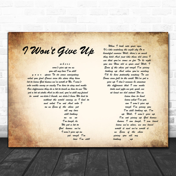 Jason Mraz I Won't Give Up Man Lady Couple Song Lyric Quote Print