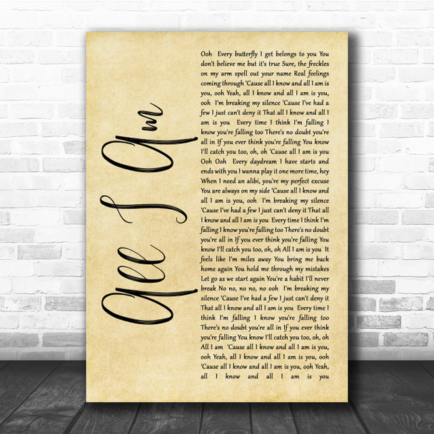 Jess Glynne All I Am Rustic Script Song Lyric Quote Print