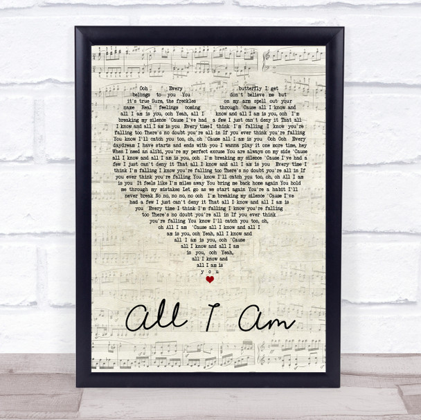 Jess Glynne All I Am Script Heart Song Lyric Quote Print