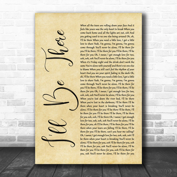 Jess Glynne I'll Be There Rustic Script Song Lyric Quote Print