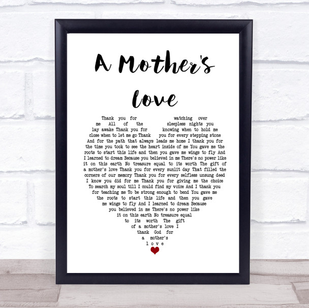 Jim Brickman A Mother's Love Heart Song Lyric Quote Print