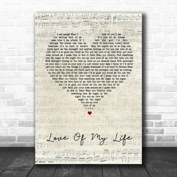 Jim Brickman Love Of My Life Script Heart Song Lyric Quote Print