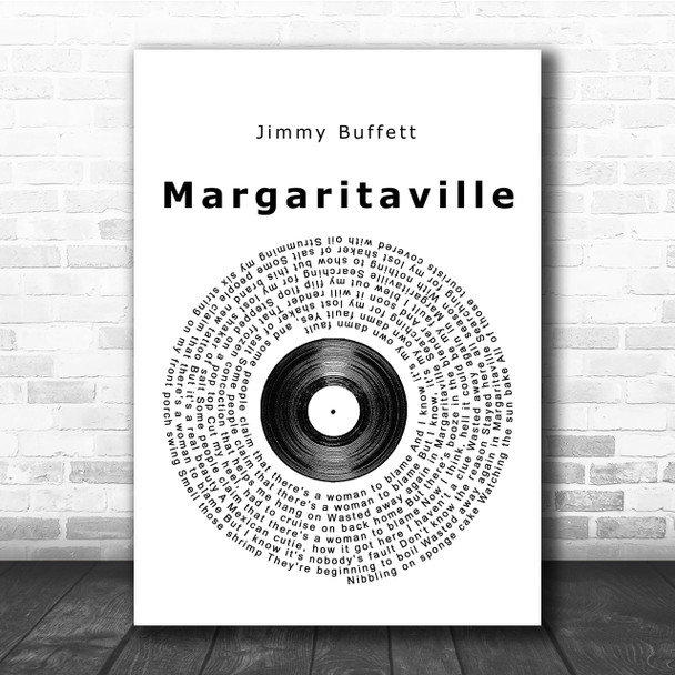 Jimmy Buffett Margaritaville Vinyl Record Song Lyric Quote Print