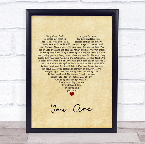 Jimmy Wayne You Are Vintage Heart Quote Song Lyric Print