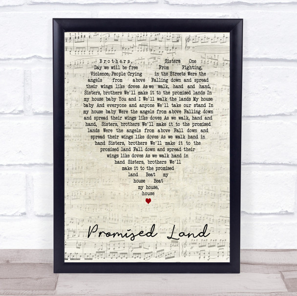 Joe Smooth Promised Land Script Heart Song Lyric Quote Print