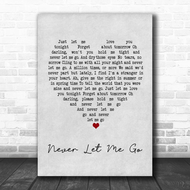 John Martyn Never Let Me Go Grey Heart Quote Song Lyric Print