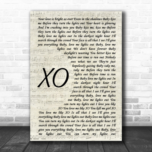 John Mayer XO Song Lyric Vintage Script Quote Print