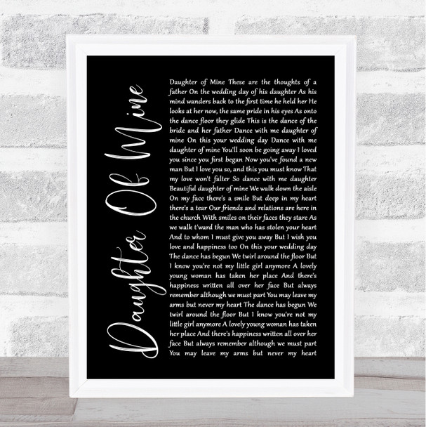 John McDermott Daughter Of Mine Black Script Song Lyric Quote Print