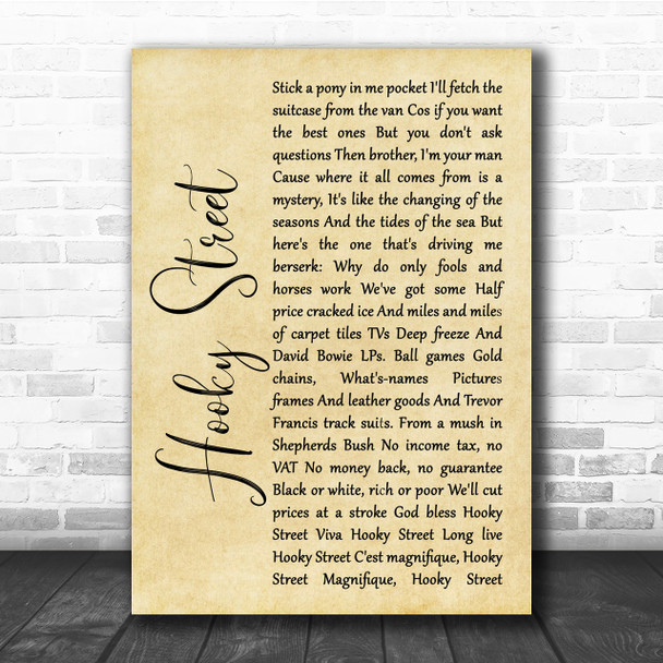 John Sullivan Hooky Street Rustic Script Song Lyric Quote Print