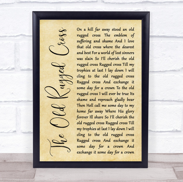 Johnny Cash The Old Rugged Cross Rustic Script Song Lyric Quote Print