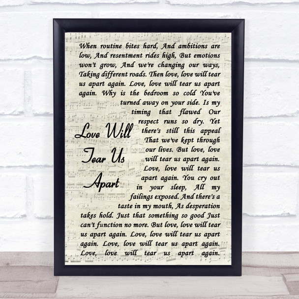 Joy Division Love Will Tear Us Apart Song Lyric Vintage Script Quote Print