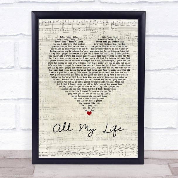 K-Ci & JoJo All My Life Script Heart Song Lyric Quote Print