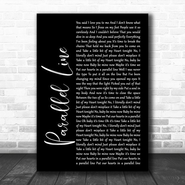 Keith Urban Parallel Line Black Script Song Lyric Quote Print