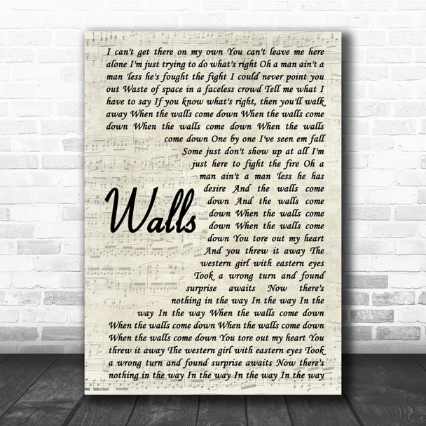 Kings Of Leon Walls Song Lyric Vintage Script Quote Print