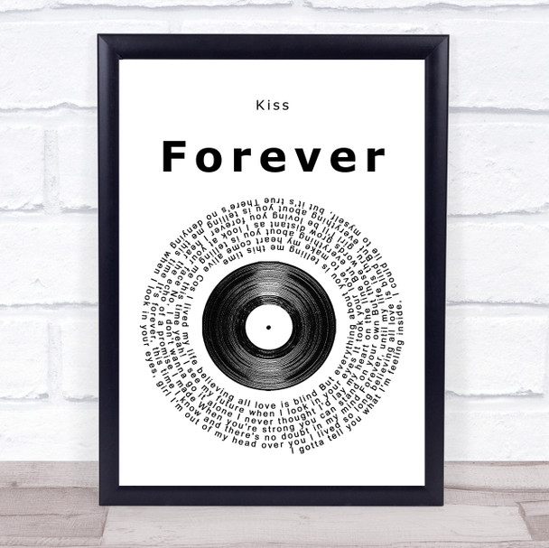 Kiss Forever Vinyl Record Song Lyric Quote Print