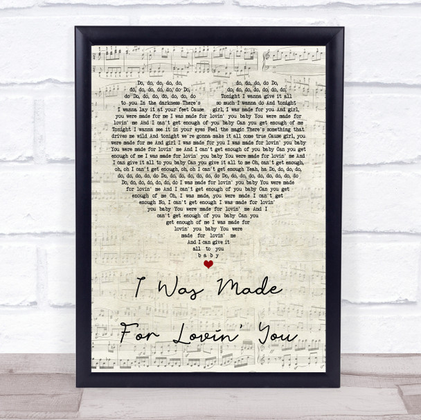 Kiss I Was Made For Lovin' You Script Heart Quote Song Lyric Print