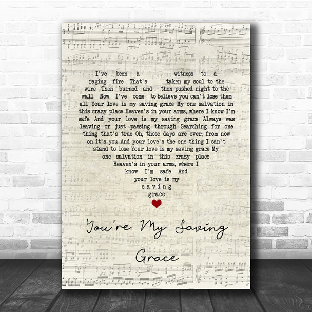 Kristin Chenoweth You're My Saving Grace Script Heart Song Lyric Quote Print