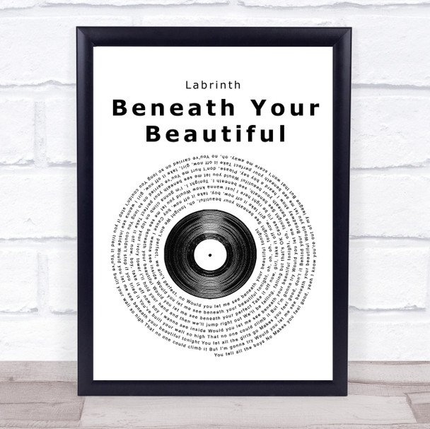 Labrinth Beneath Your Beautiful Vinyl Record Song Lyric Quote Print