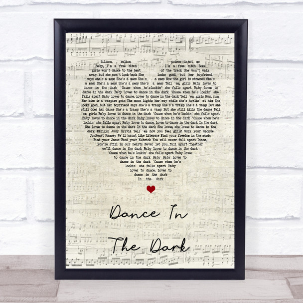 Lady Gaga Dance In The Dark Script Heart Song Lyric Quote Print