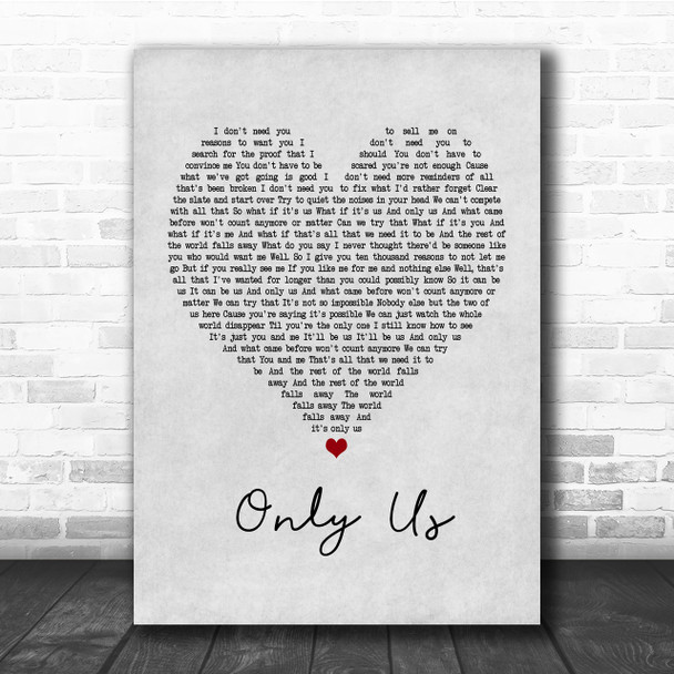 Laura Dreyfuss & Ben Platt Only Us Grey Heart Quote Song Lyric Print