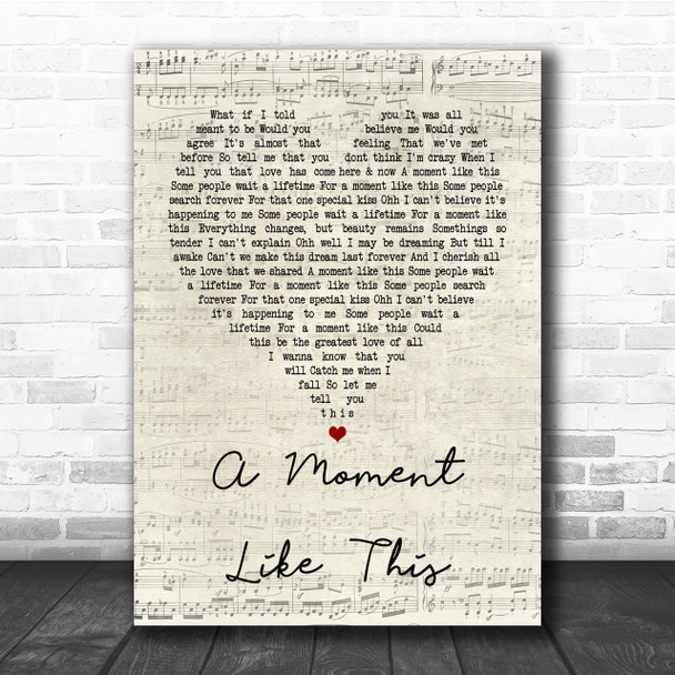Leona Lewis A Moment Like This Script Heart Song Lyric Quote Print