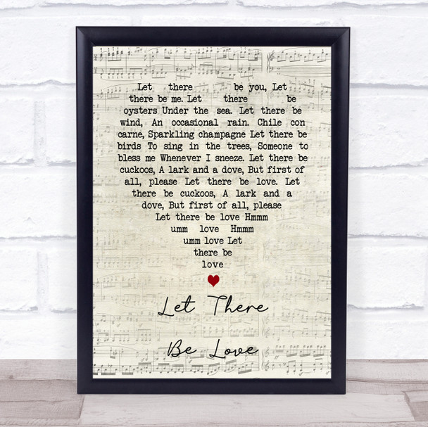 Let There Be Love Nat King Cole Script Heart Song Lyric Quote Print