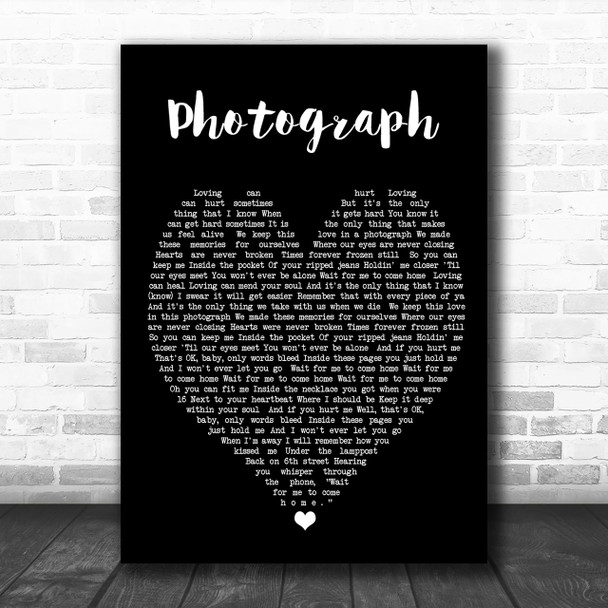 Photograph Ed Sheeran Black Heart Song Lyric Music Wall Art Print