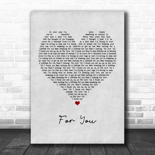 Liam Payne & Rita Ora For You Grey Heart Quote Song Lyric Print
