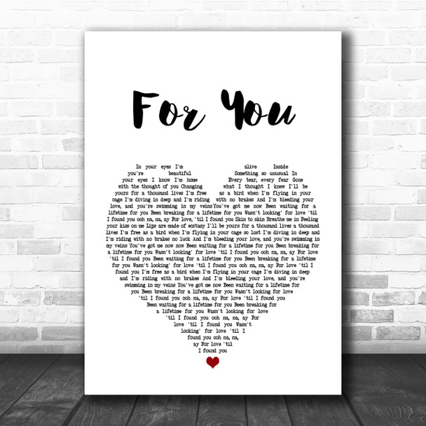 Liam Payne & Rita Ora For You Heart Song Lyric Quote Print