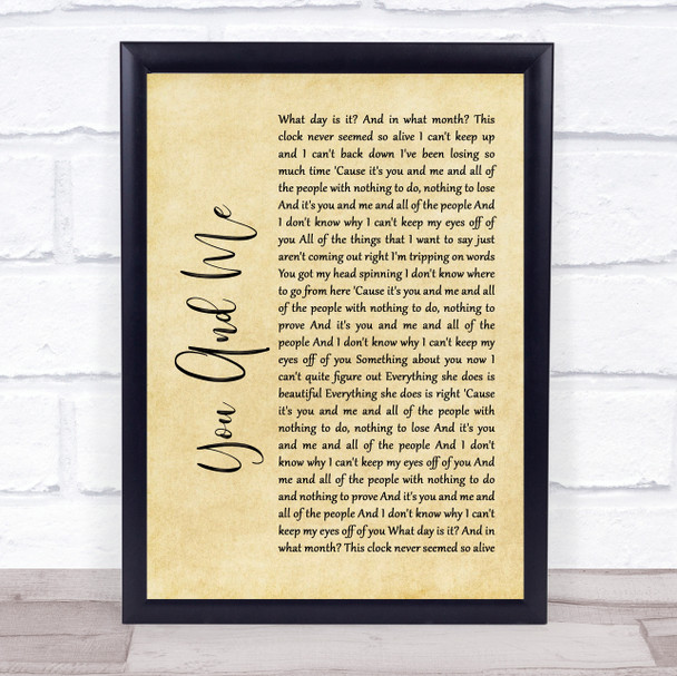 Lifehouse You And Me Rustic Script Song Lyric Quote Print