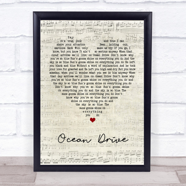 Lighthouse Family Ocean Drive Script Heart Song Lyric Quote Print