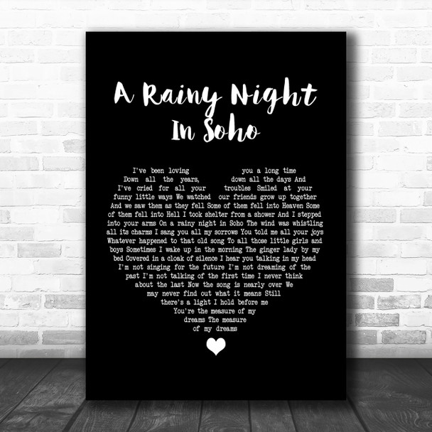 The Pogues A Rainy Night In Soho Black Heart Song Lyric Music Wall Art Print