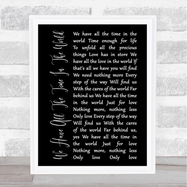 Louis Armstrong We Have All The Time In The World Black Script Song Lyric Print