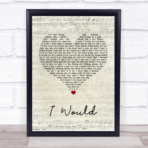 Lower Than Atlantis I Would Script Heart Song Lyric Quote Print