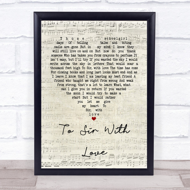 Lulu To Sir With Love Script Heart Quote Song Lyric Print