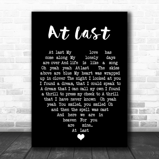 Etta James At Last Black Heart Song Lyric Music Wall Art Print