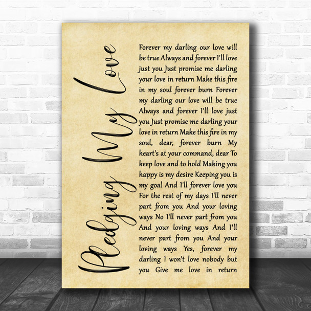 Marvin Gaye & Diana Ross Pledging My Love Rustic Script Song Lyric Quote Print