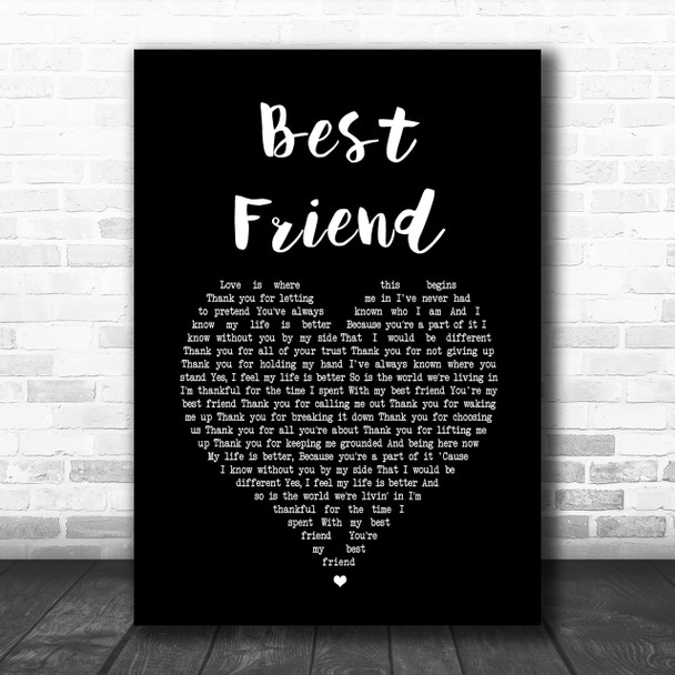 Jason Mraz Best Friend Black Heart Song Lyric Music Wall Art Print