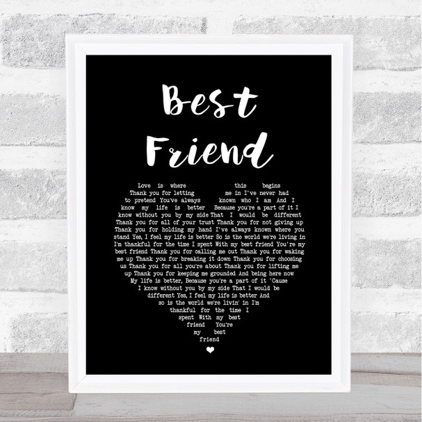 Jason Mraz Best Friend Black Heart Song Lyric Music Wall Art Print